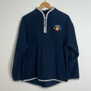 Vintage Y2K Disney Pooh Navy Fleece 1/4 Zip Pullover with Embroidery size M